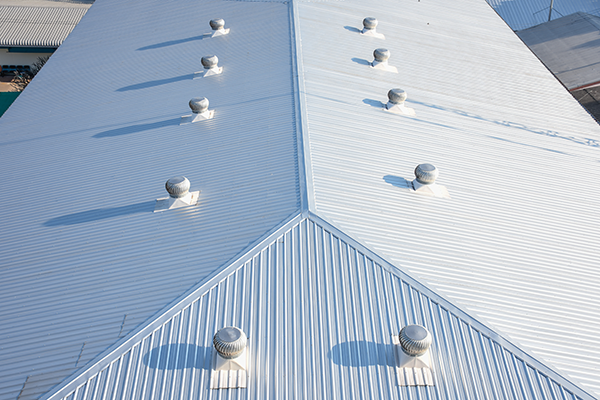 birds eye view of a shot of a Commercial building metal Roof